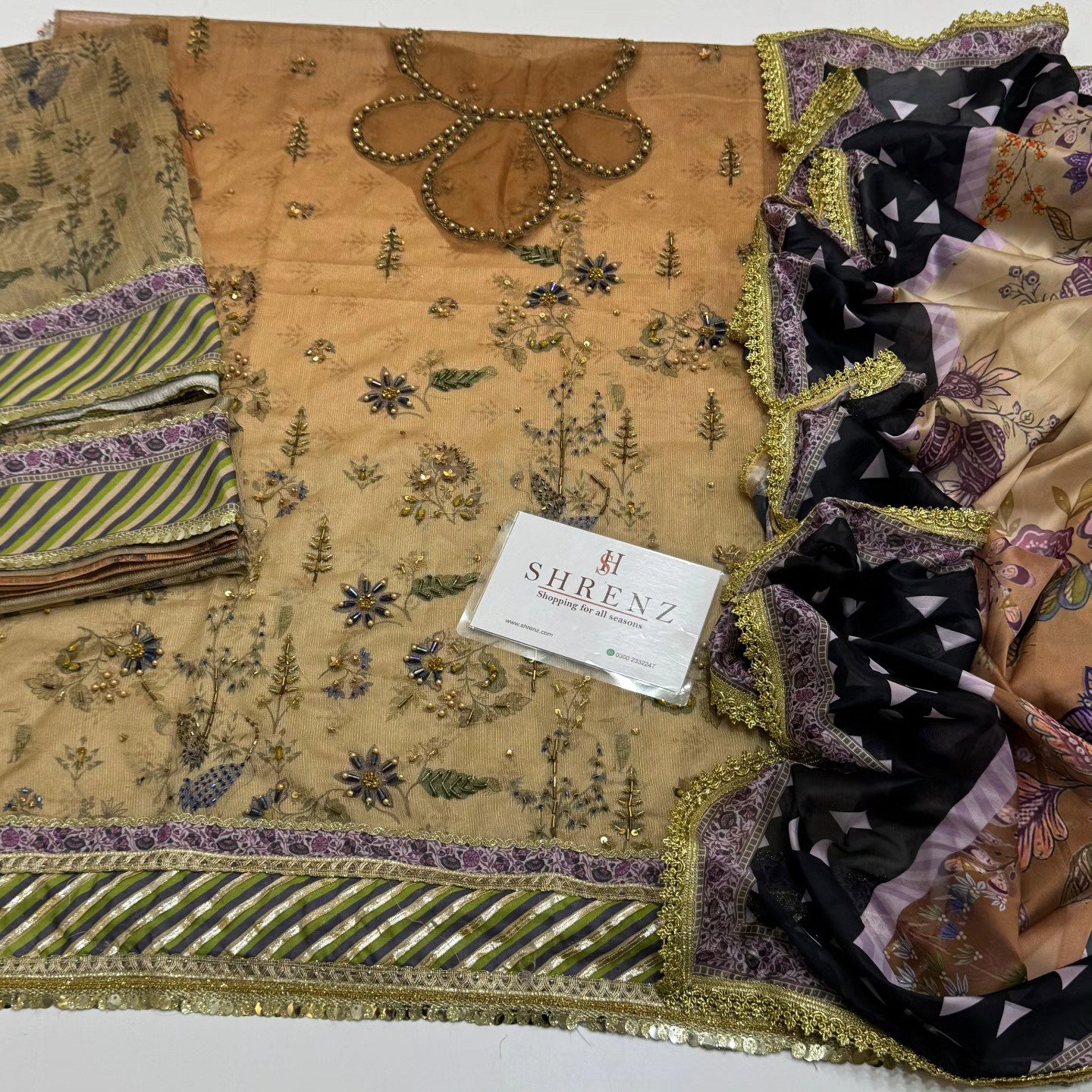 Noor By Saadia Asad Tie-Dye Formal Collection Net Replica - Image 4