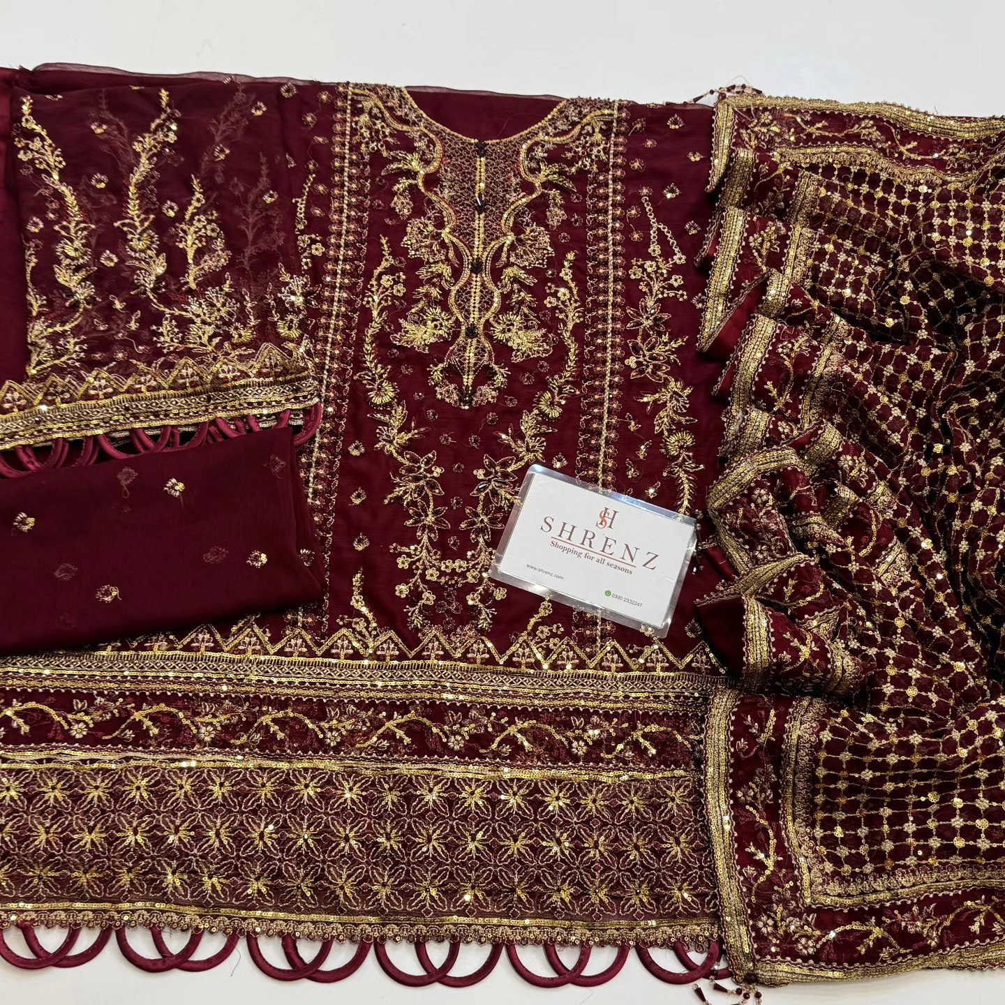 Gulaal Maroon Formal Collection Chiffon Replica - Image 4