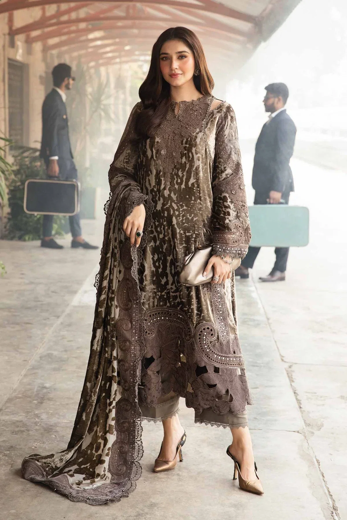 Maria B brown Formal Collection Palachi Velvet Replica