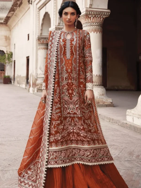 Afrozeh Orange Bridal Collection Organza Replica