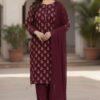 Shrenz Maroon 3 Piece Luxury Chiffon Collection