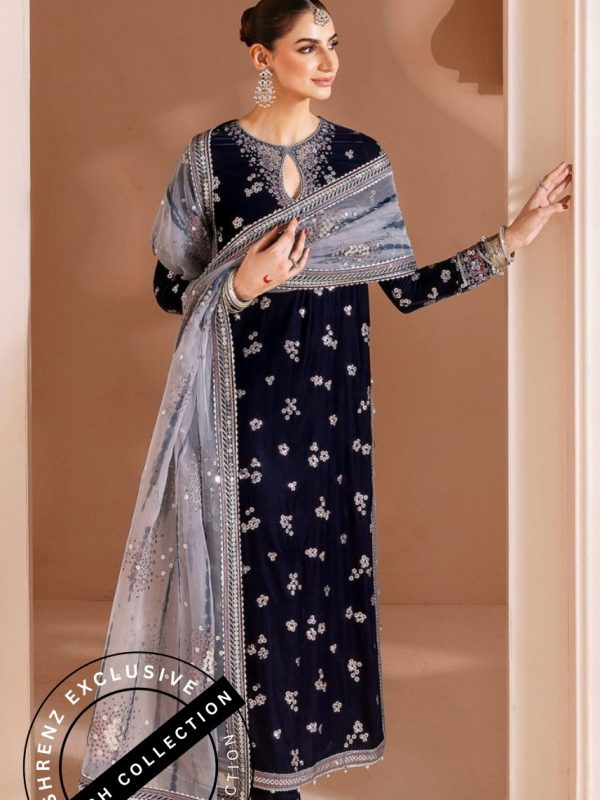 Shrenz 3 Piece Stitched Velvet Pret Collection