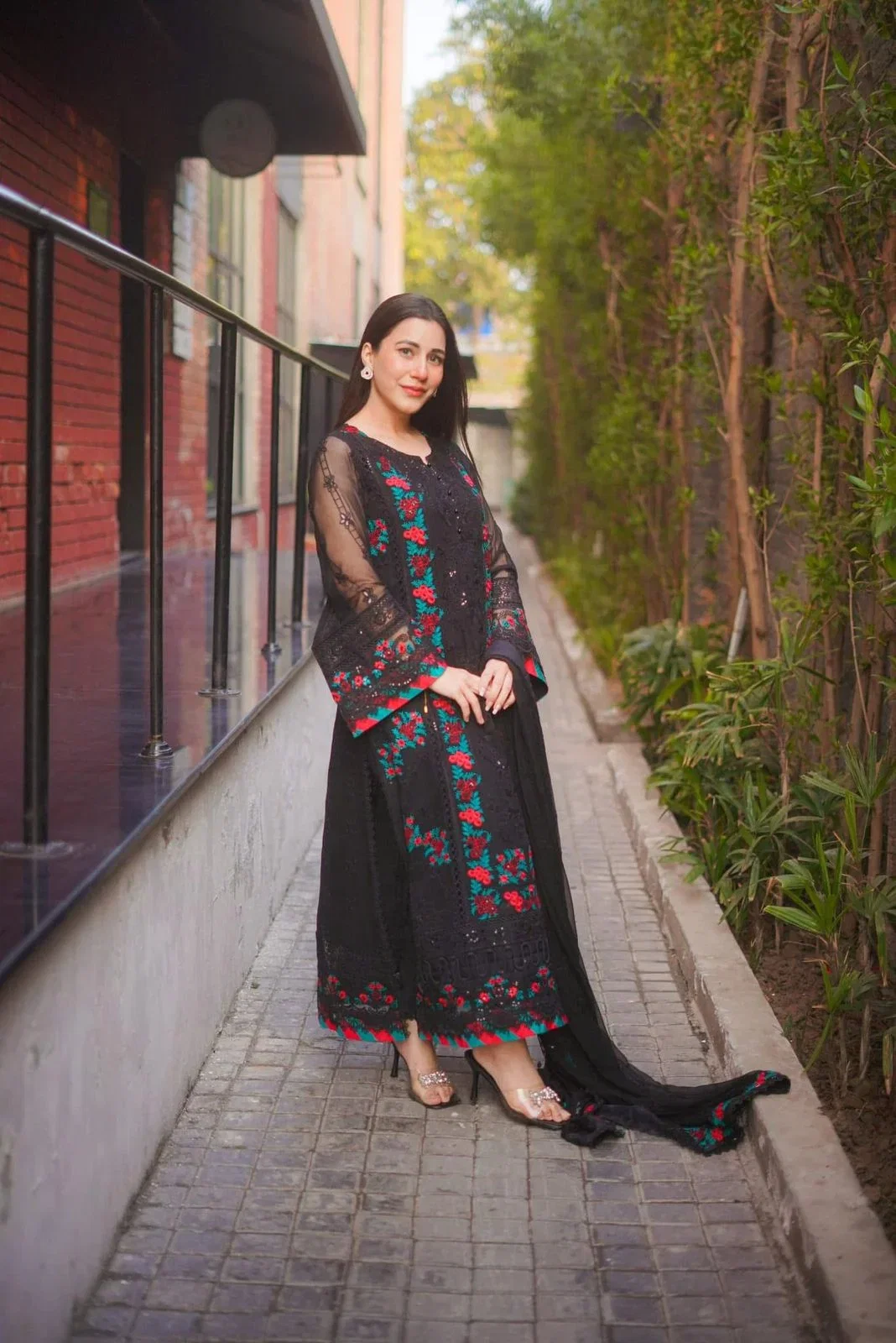 Alternative view of Aneela's Jet Black Formal Collection Chiffon Replica