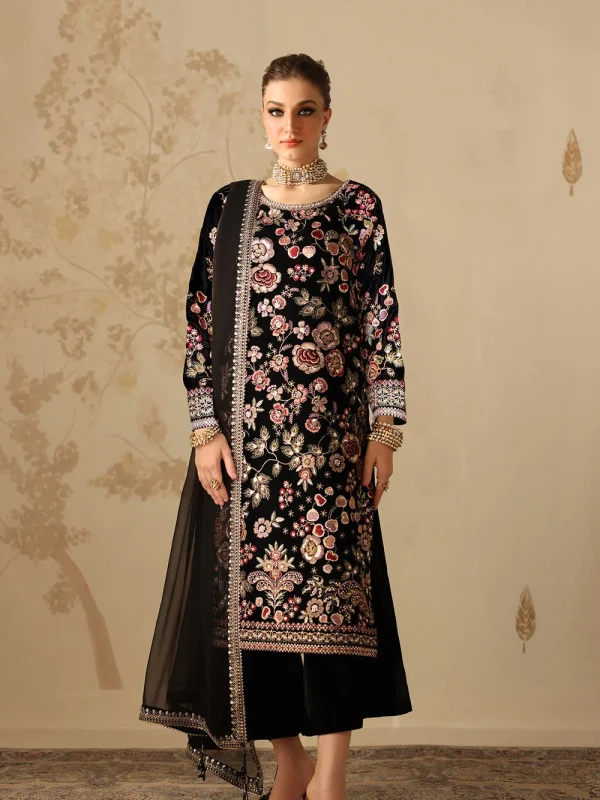 Baroque Jet Black Formal Velvet Collection Replica