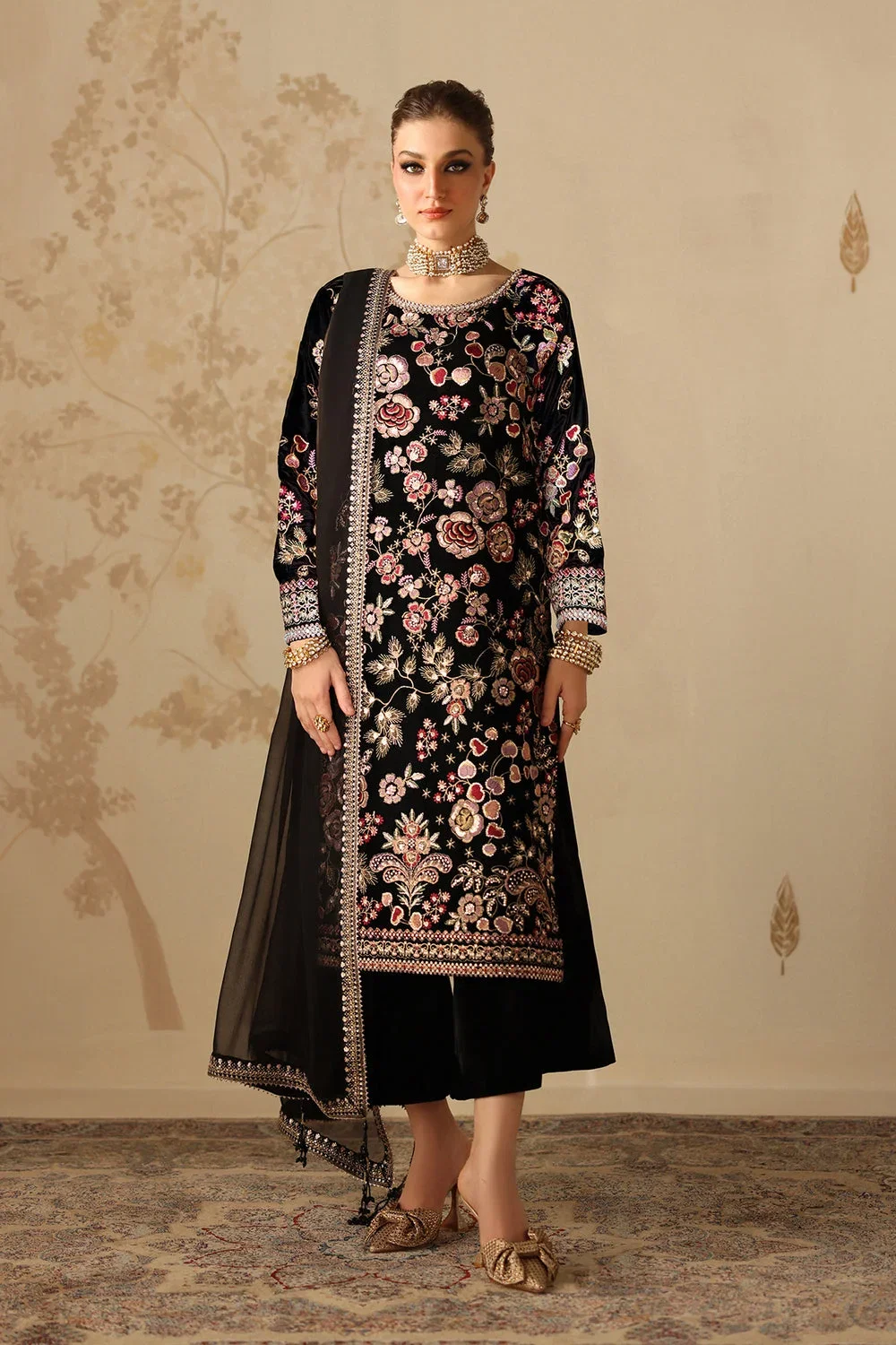 Baroque Jet Black Formal Velvet Collection Replica