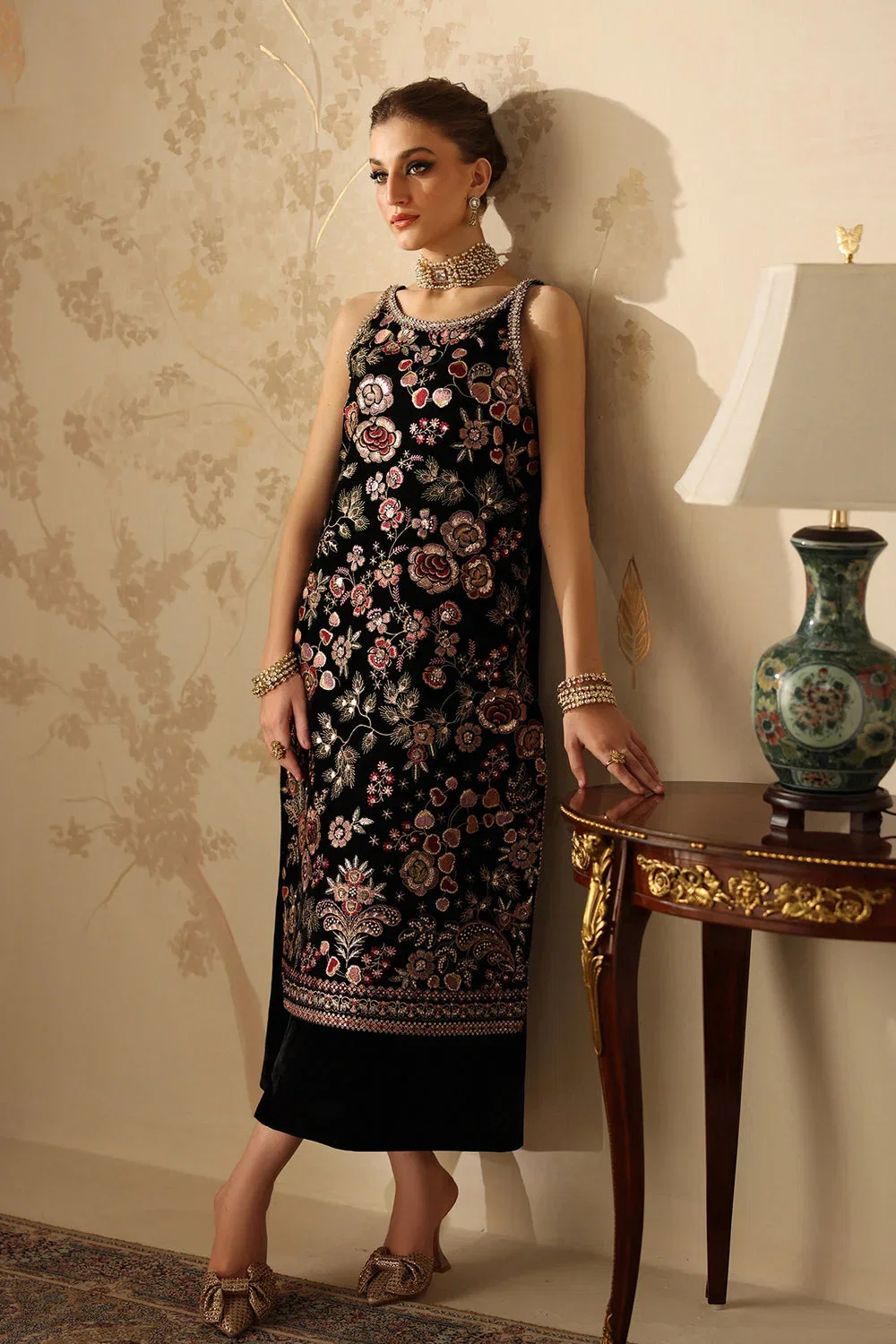 Alternative view of Baroque Jet Black Formal Velvet Collection Replica