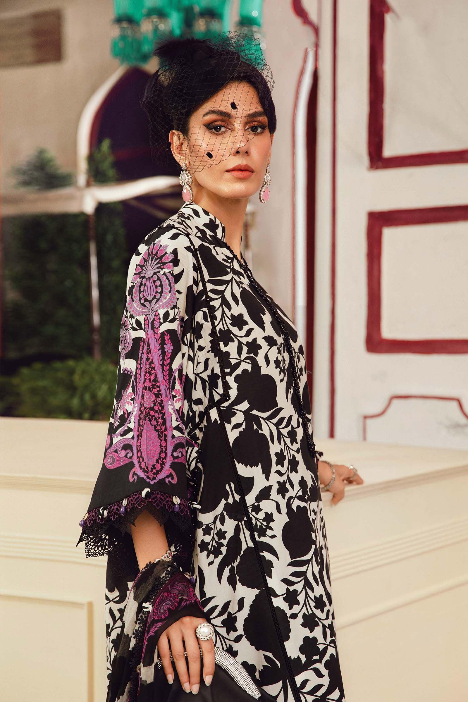 Alternative view of Maria B White Digital Printed Silk Collection Replica