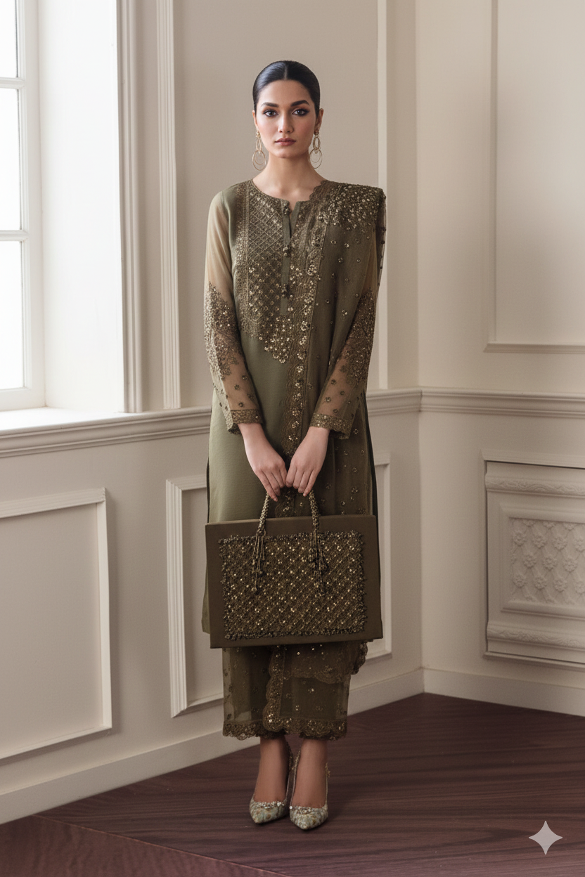 Baroque Mehendi Formal Collection Chiffon Replica - Image 2