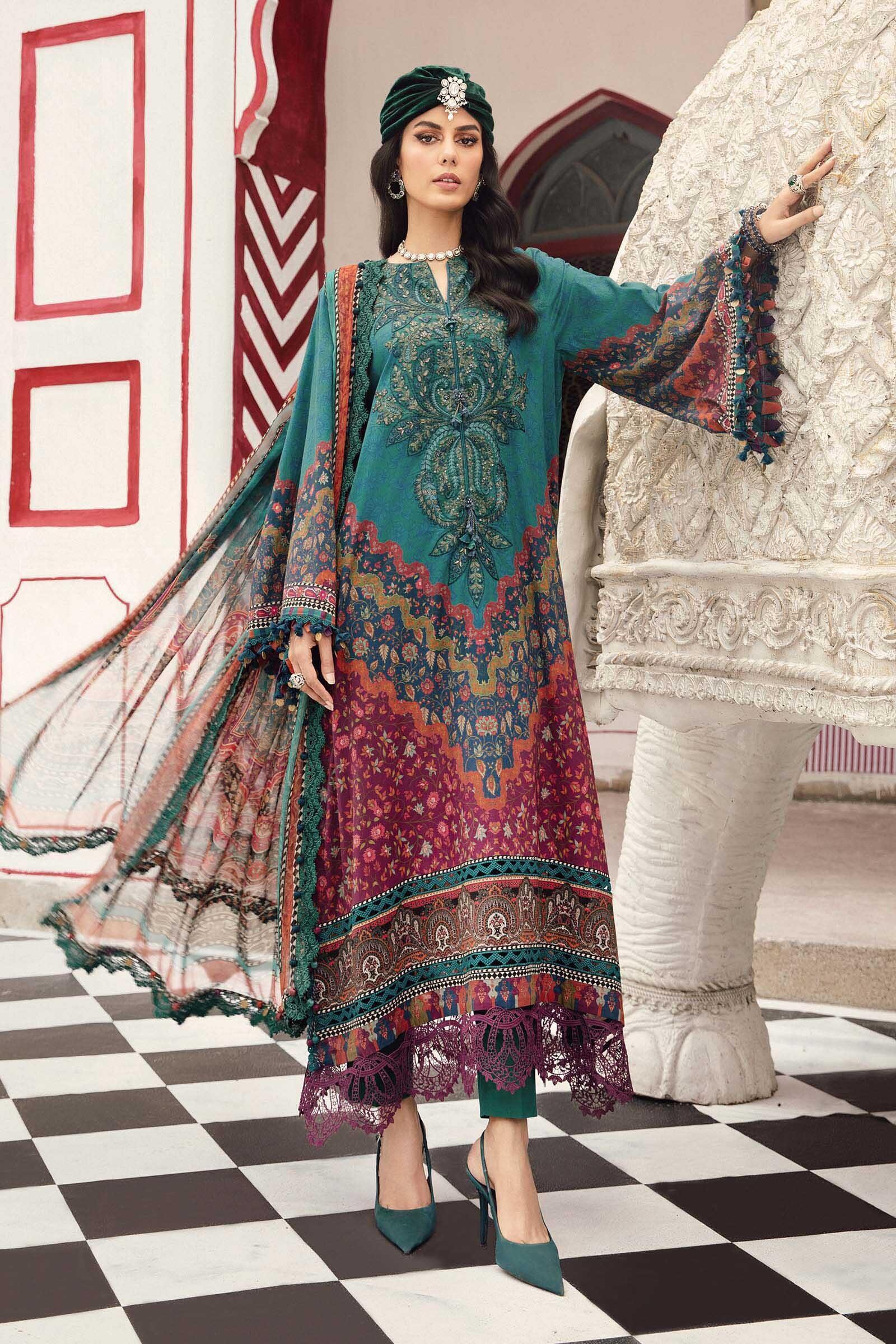 Maria B Seagreen Digital Printed Silk Collection Replica