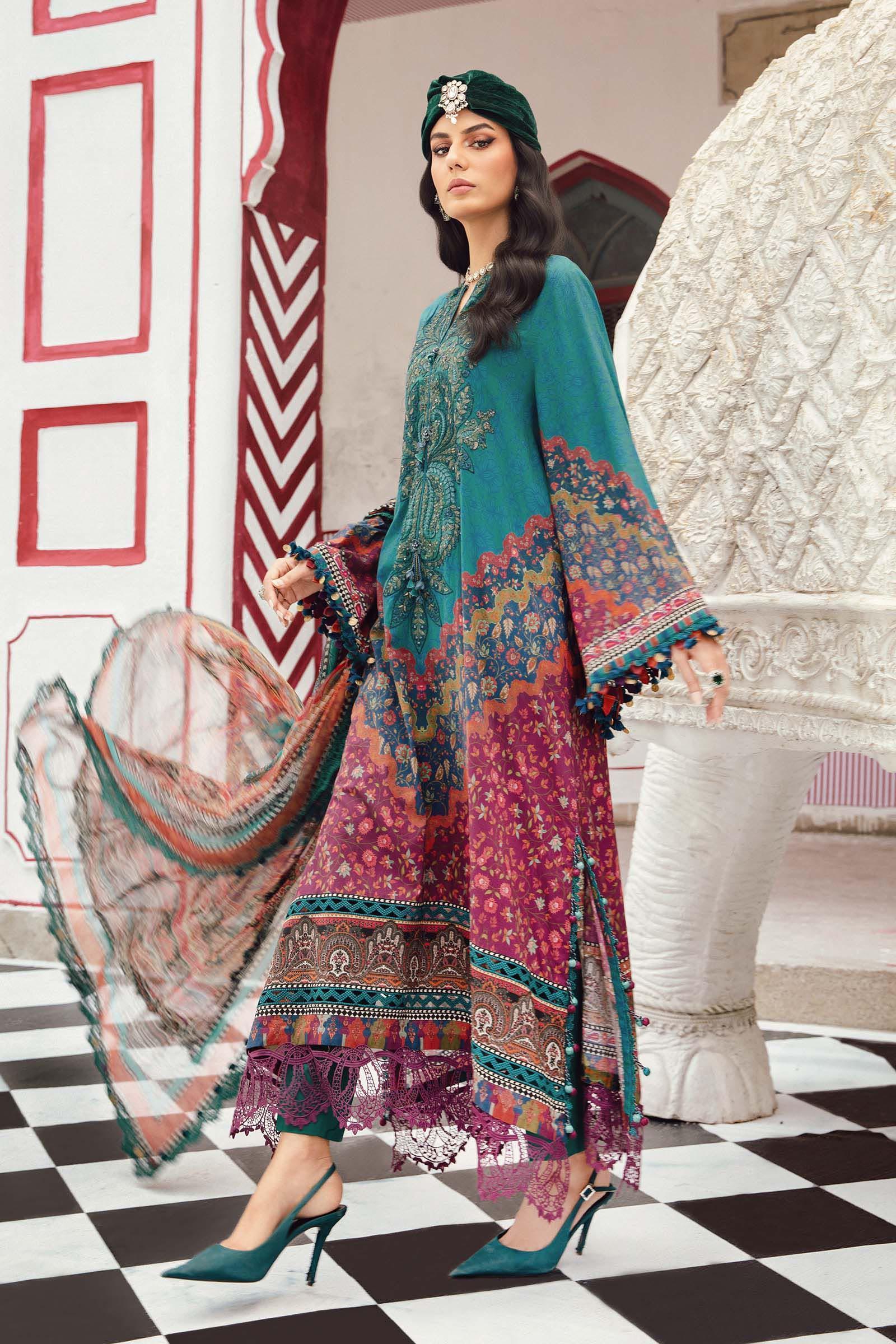 Alternative view of Maria B Seagreen Digital Printed Silk Collection Replica