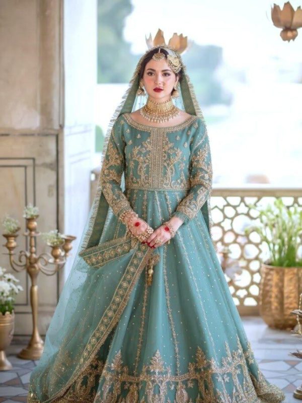 Maha Wajahat Seagreen Bridal Collection Net Replica