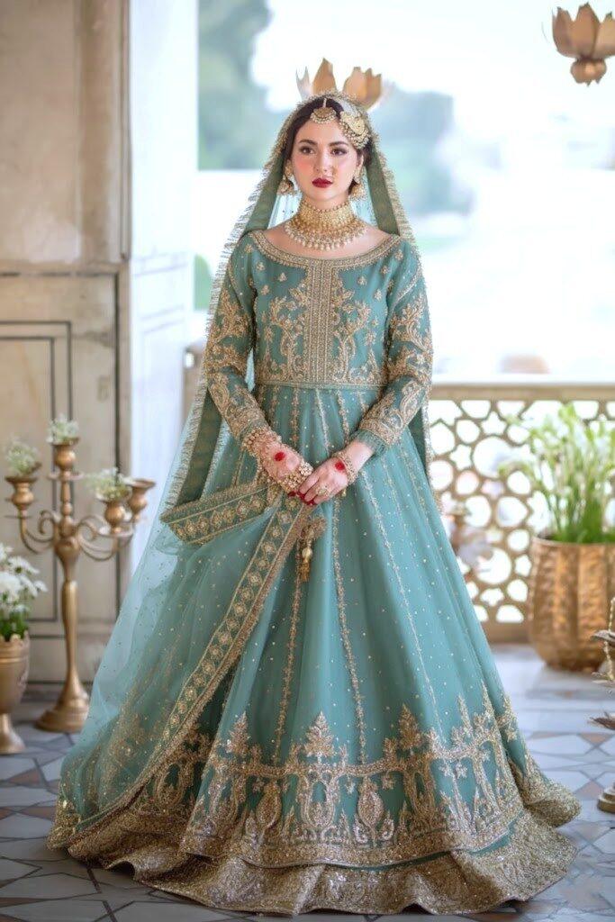 Maha Wajahat Seagreen Bridal Collection Net Replica