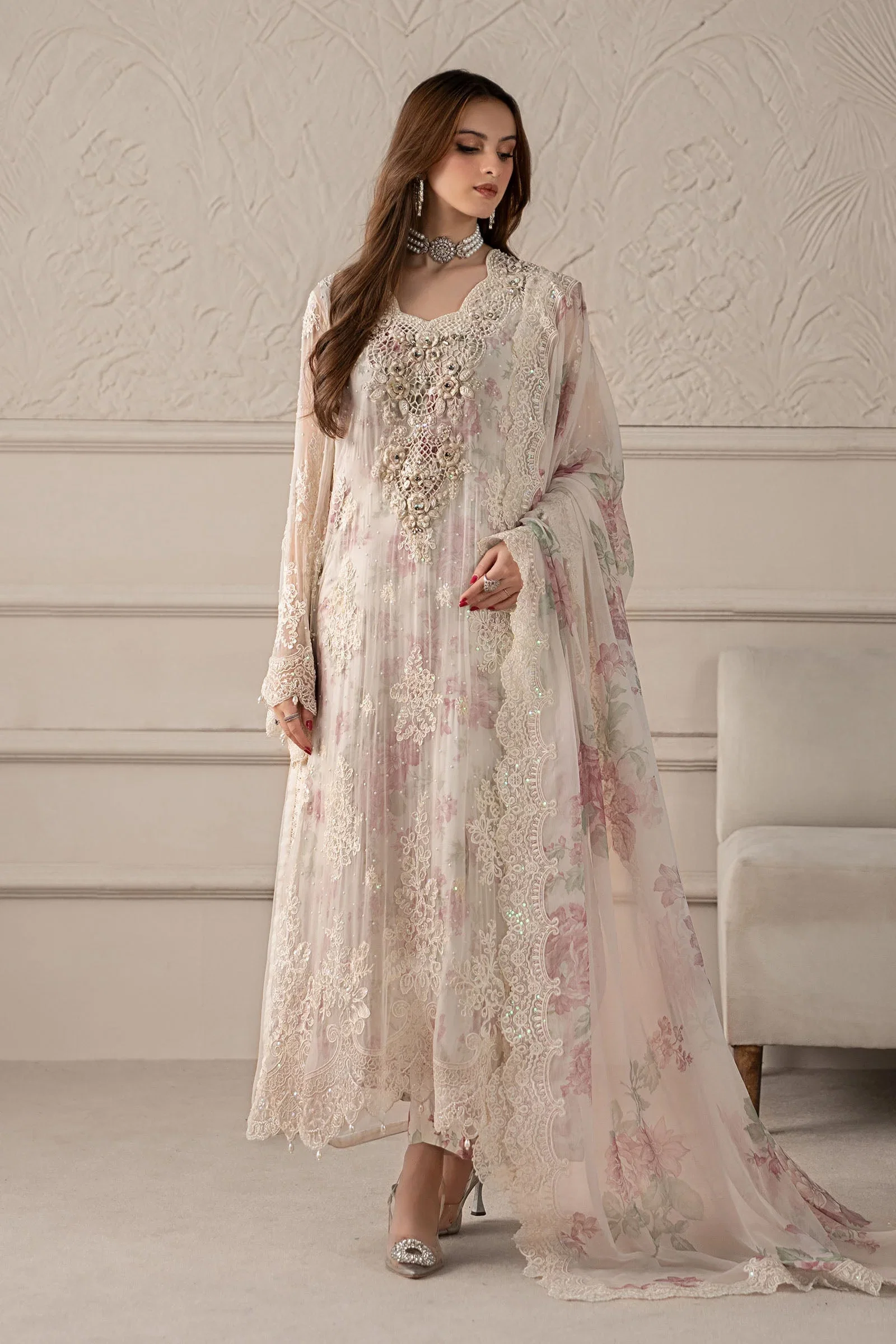 Maria B White Formal Collection Chiffon Replica