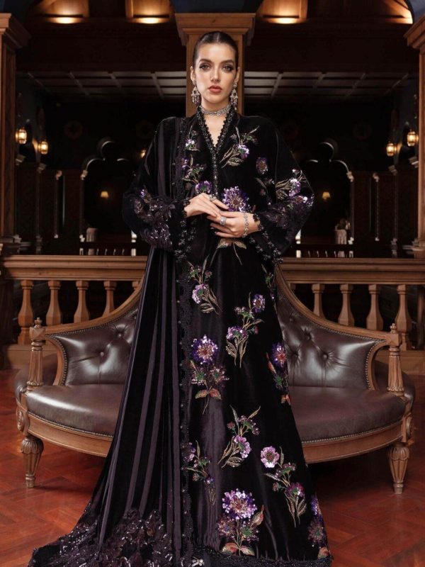 Maria B Jet Black Winter Collection Palachi Velvet Replica