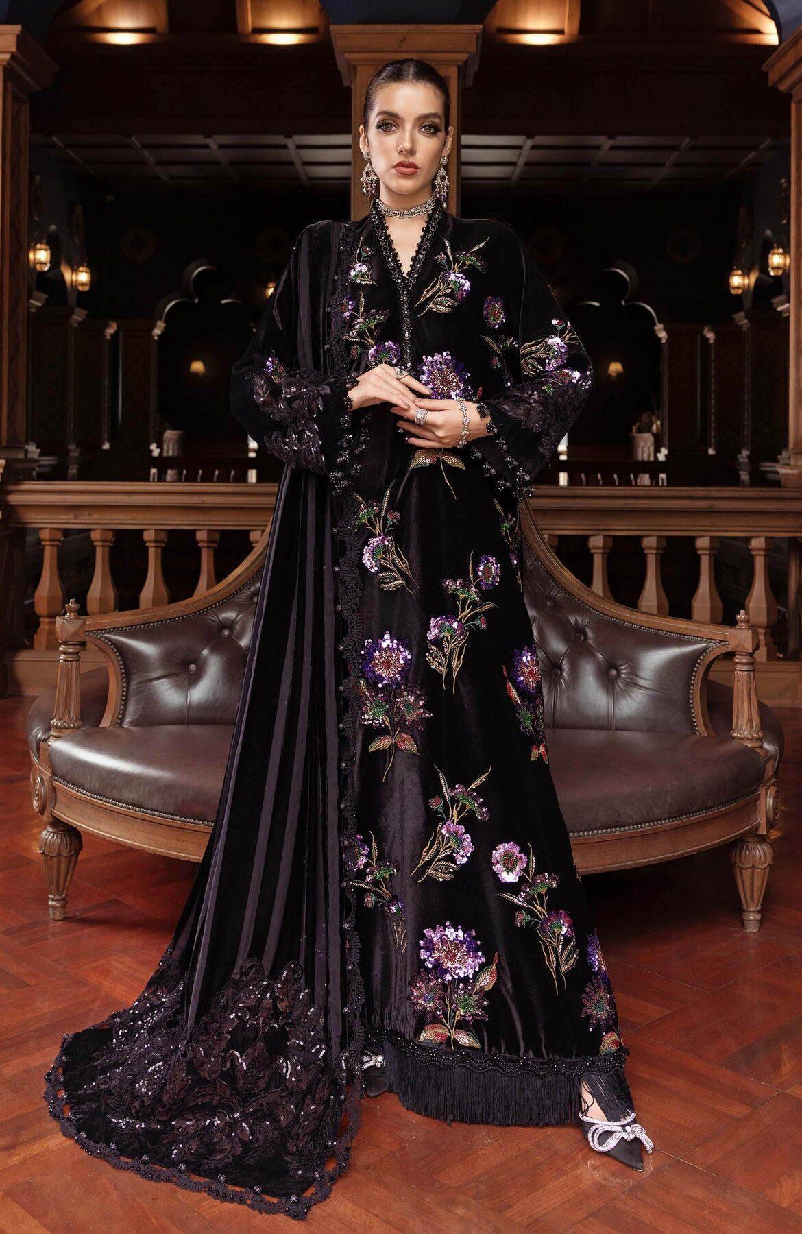 Maria B Jet Black Winter Collection Palachi Velvet Replica