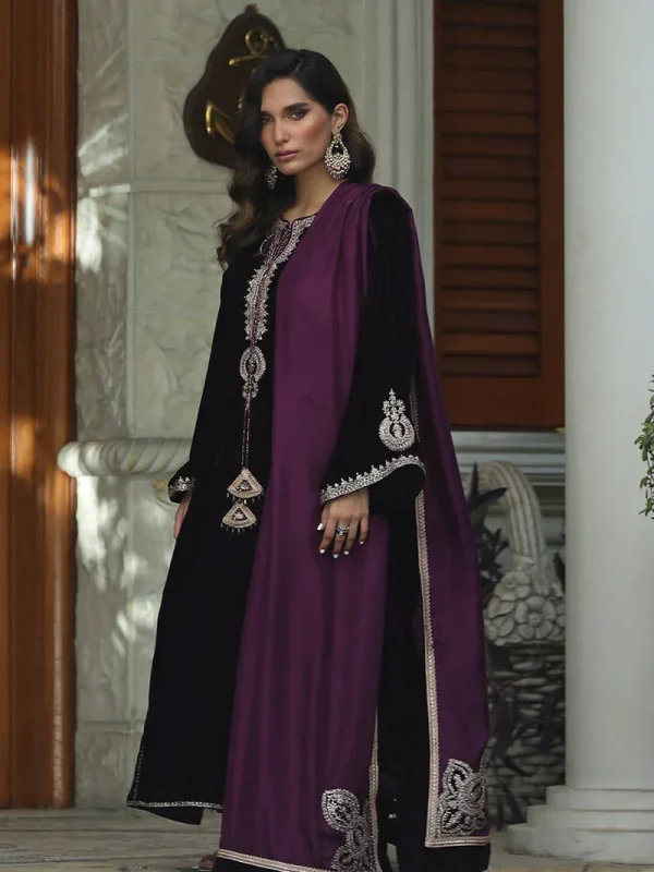 Farida Hasan Purple Velvet Collection Replica