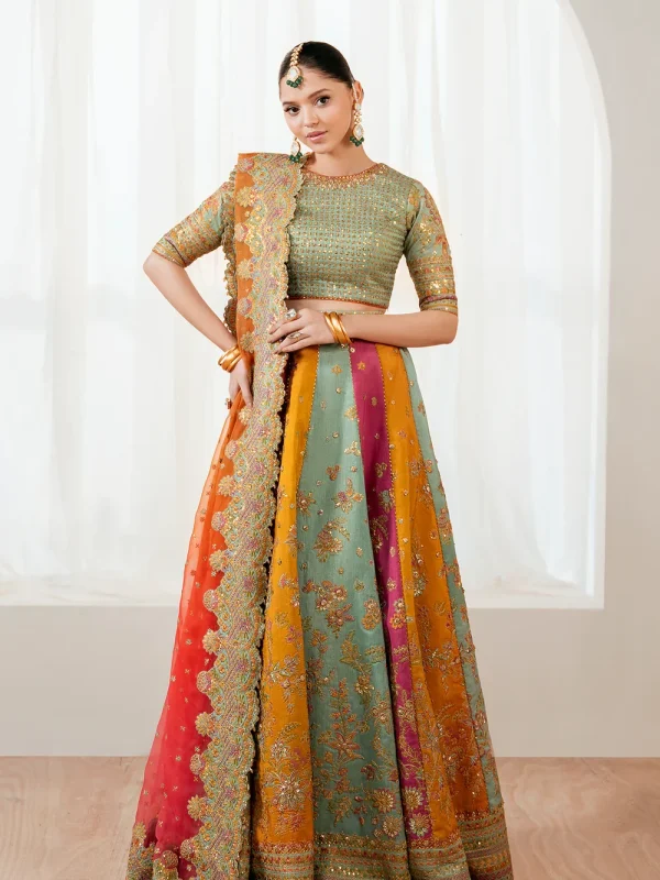 Baroque Multi Color Bridal Collection Indian Raw Silk Maxi Replica