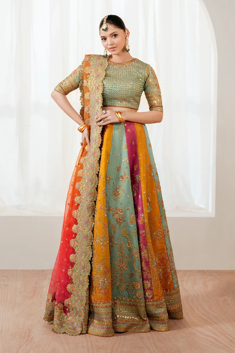 Baroque Multi Color Bridal Collection Indian Raw Silk Maxi Replica