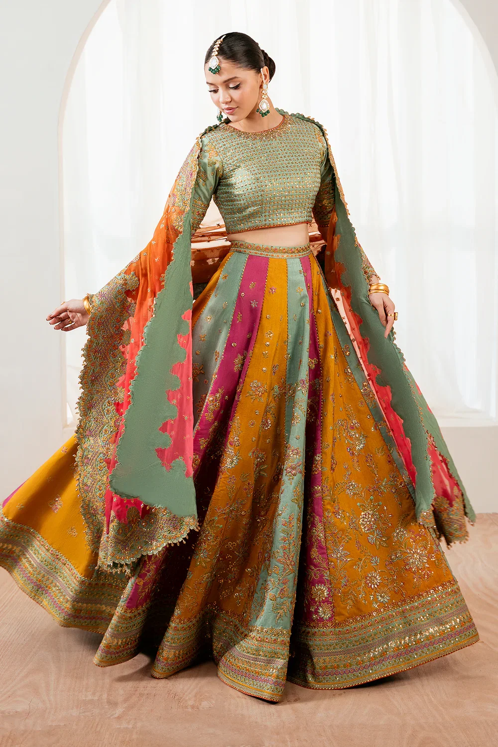 Alternative view of Baroque Multi Color Bridal Collection Indian Raw Silk Maxi Replica