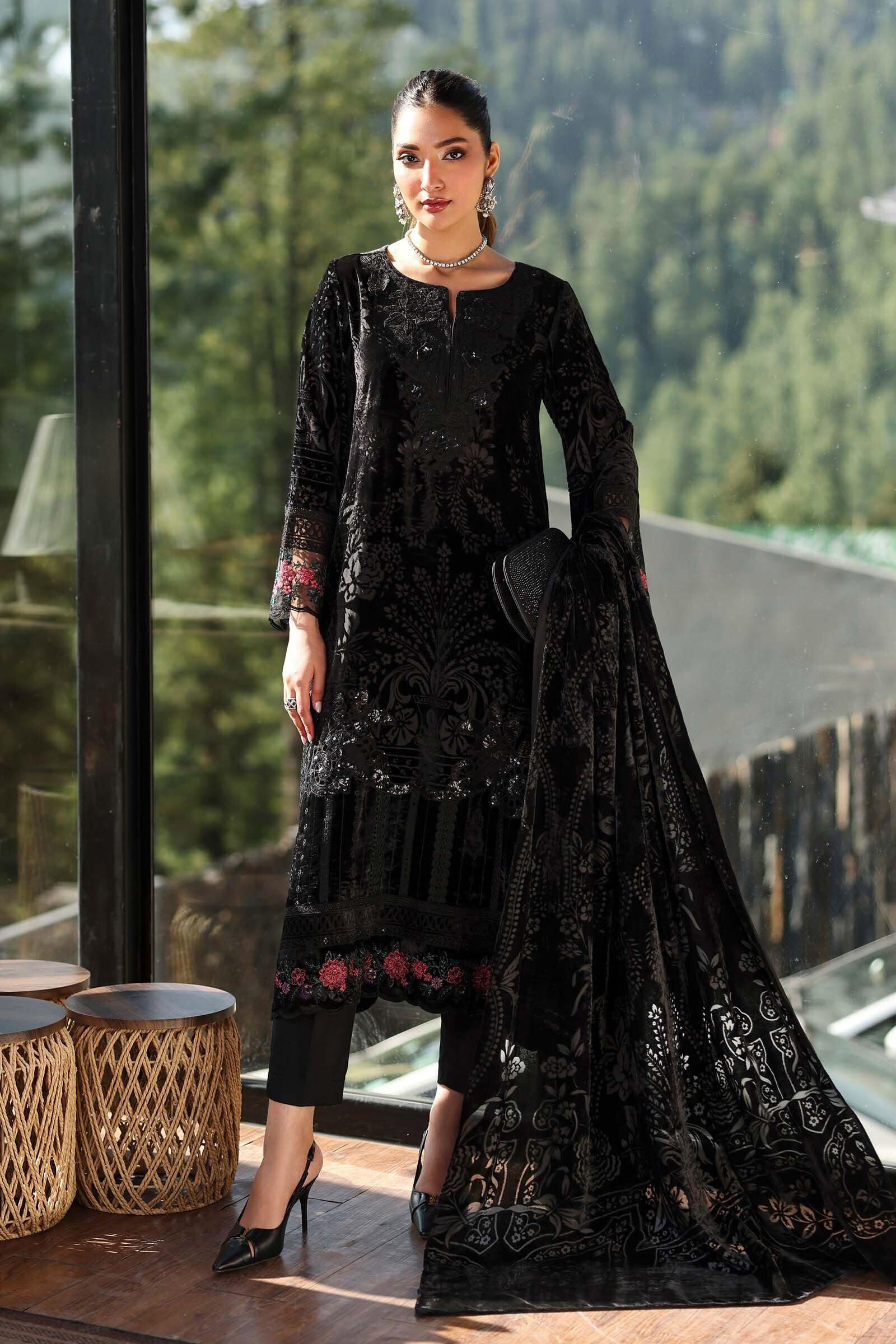 Maria B Jet Black Winter Collection Palachi Velvet Replica
