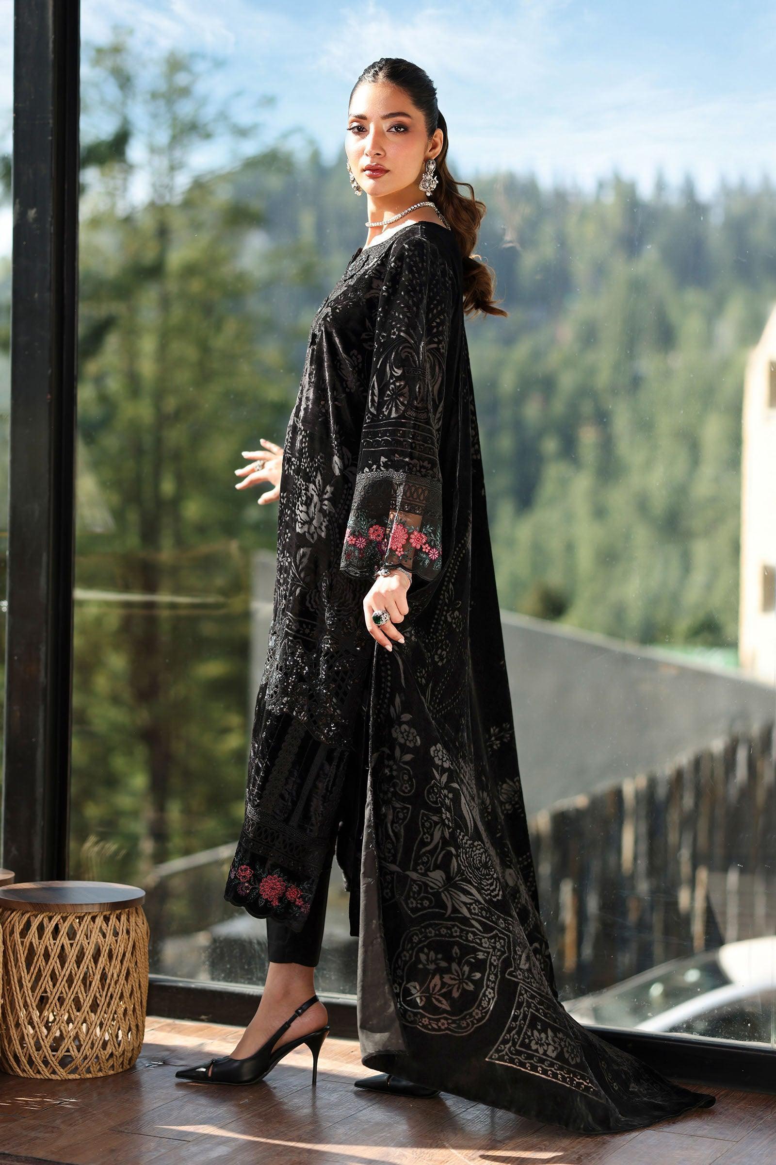 Alternative view of Maria B Jet Black Winter Collection Palachi Velvet Replica
