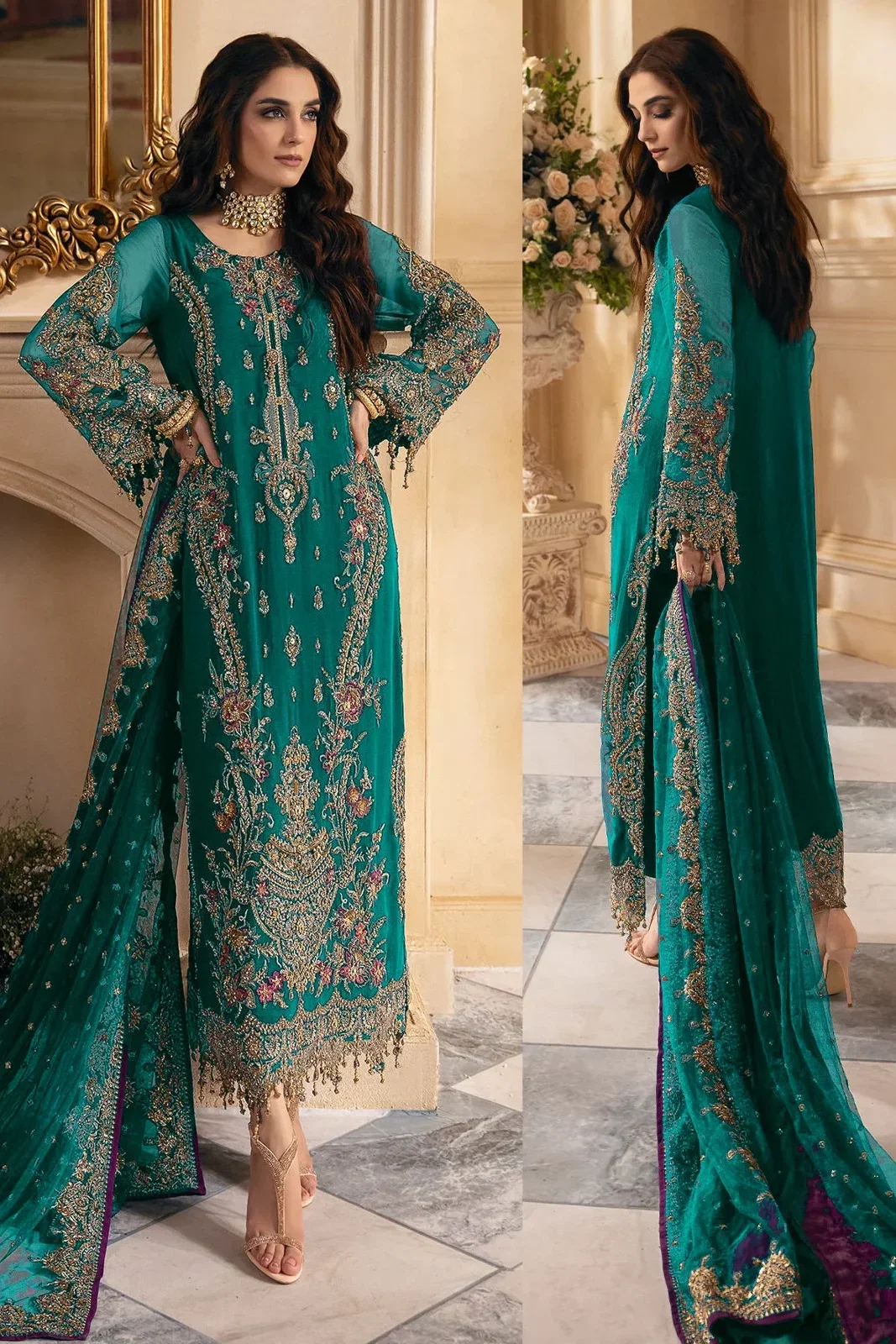 Charizma Seagreen Formal Chiffon Collection Replica