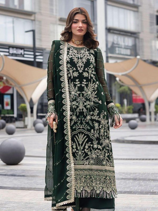 Sahane Bottle Green Formal Collection Chiffon Replica
