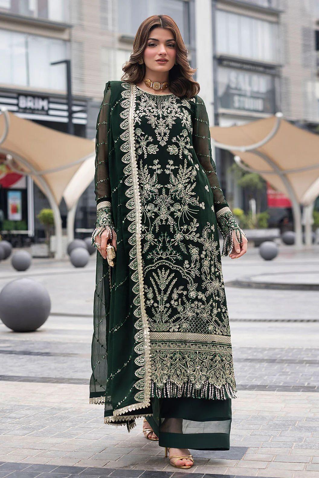 Sahane Bottle Green Formal Collection Chiffon Replica
