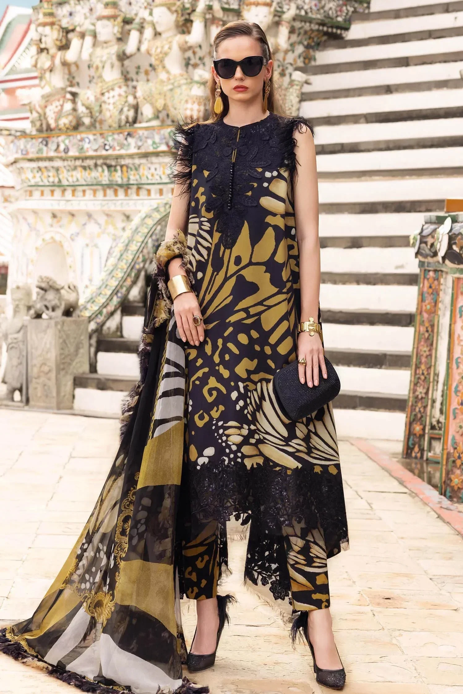 Maria B 3 Piece Unstitch Printed Silk Collection Replica