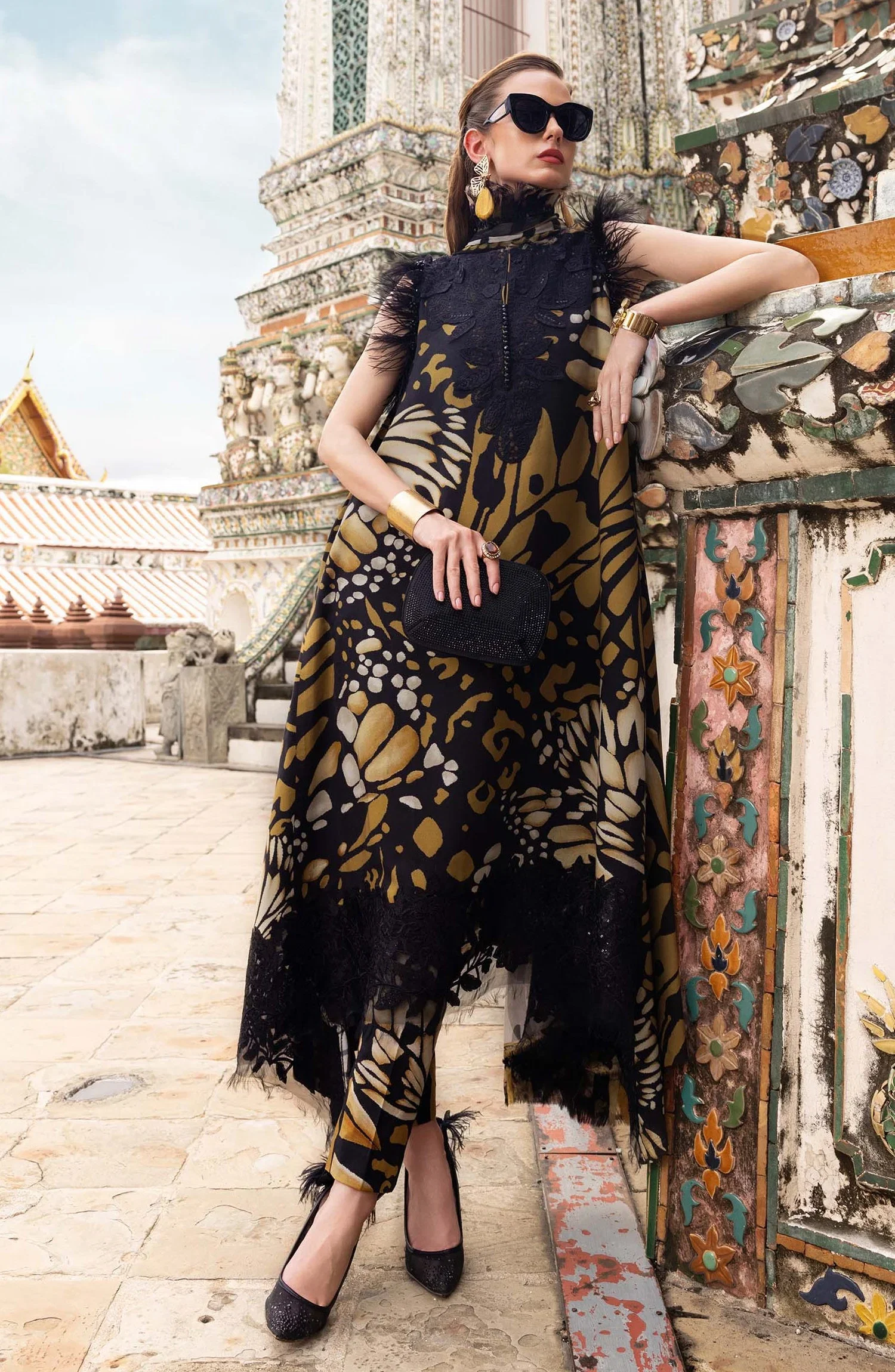 Alternative view of Maria B Brown Digital Printed Lawn Collection Replica