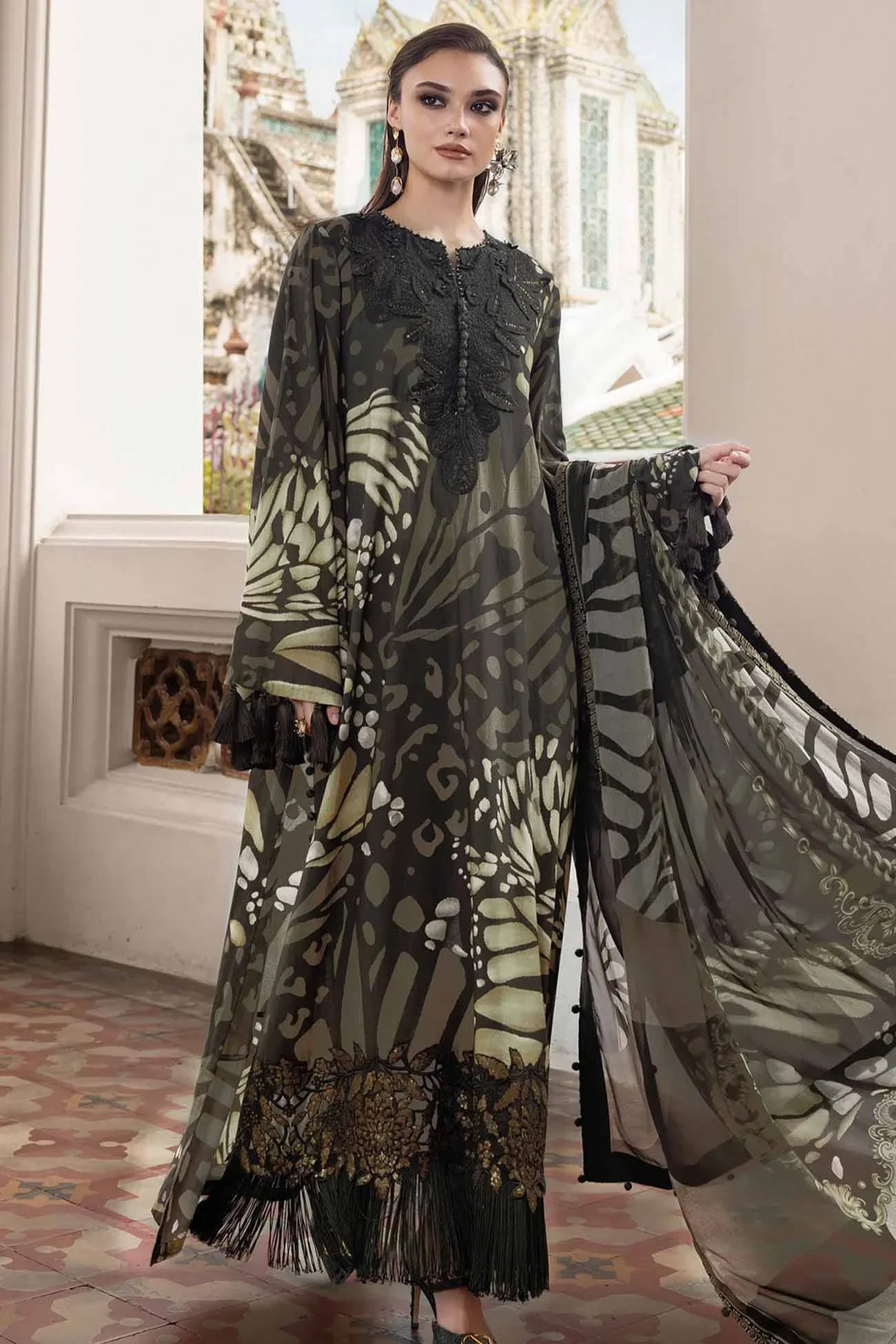 Maria B 3 Piece Unstitch Printed Silk Collection Replica