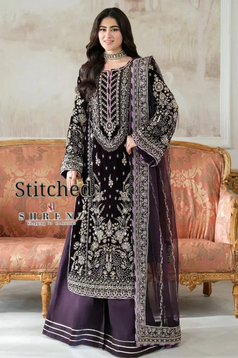 Shrenz 3 Piece Stitched Velvet Pret Collection