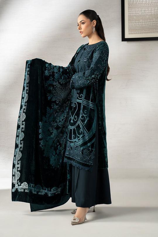 Alternative view of Maria B Bottle Green Formal Collection Palachi Velvet Replica