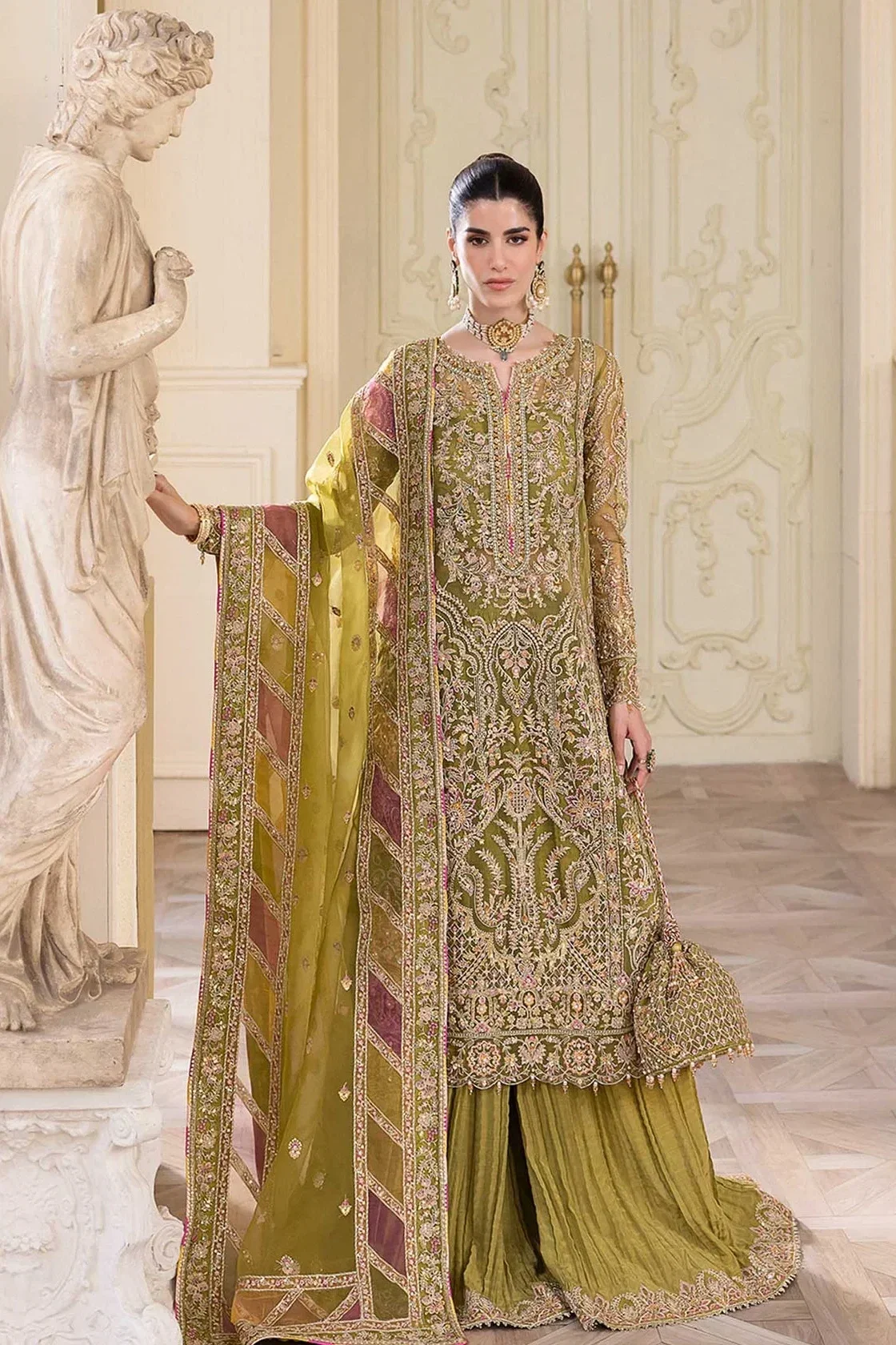 Kanwal Malik Mehendi Green Bridal Collection Net Replica