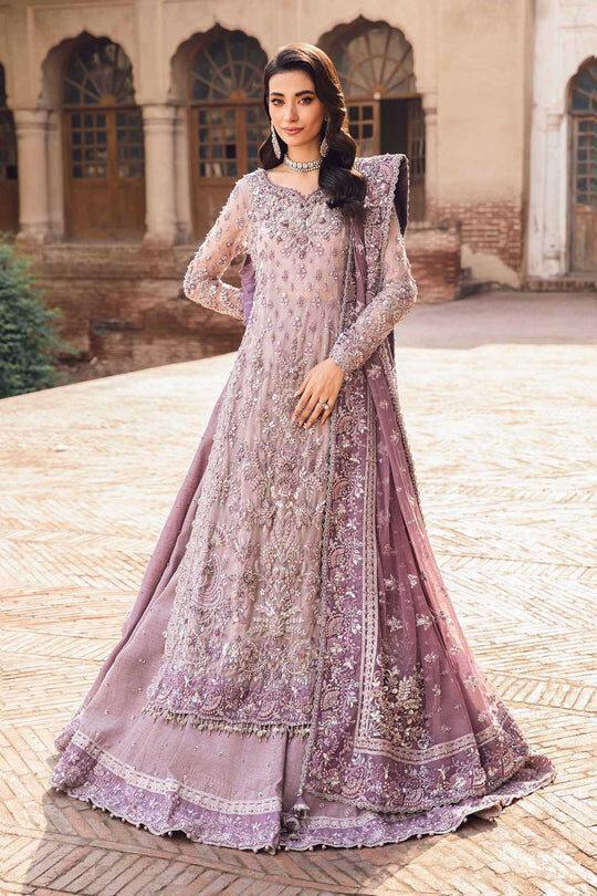 Maria B Purple Bridal Collection Net Lehenga Replica