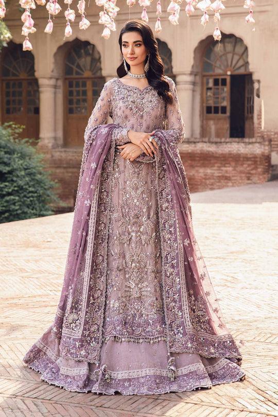 Alternative view of Maria B Purple Bridal Collection Net Lehenga Replica