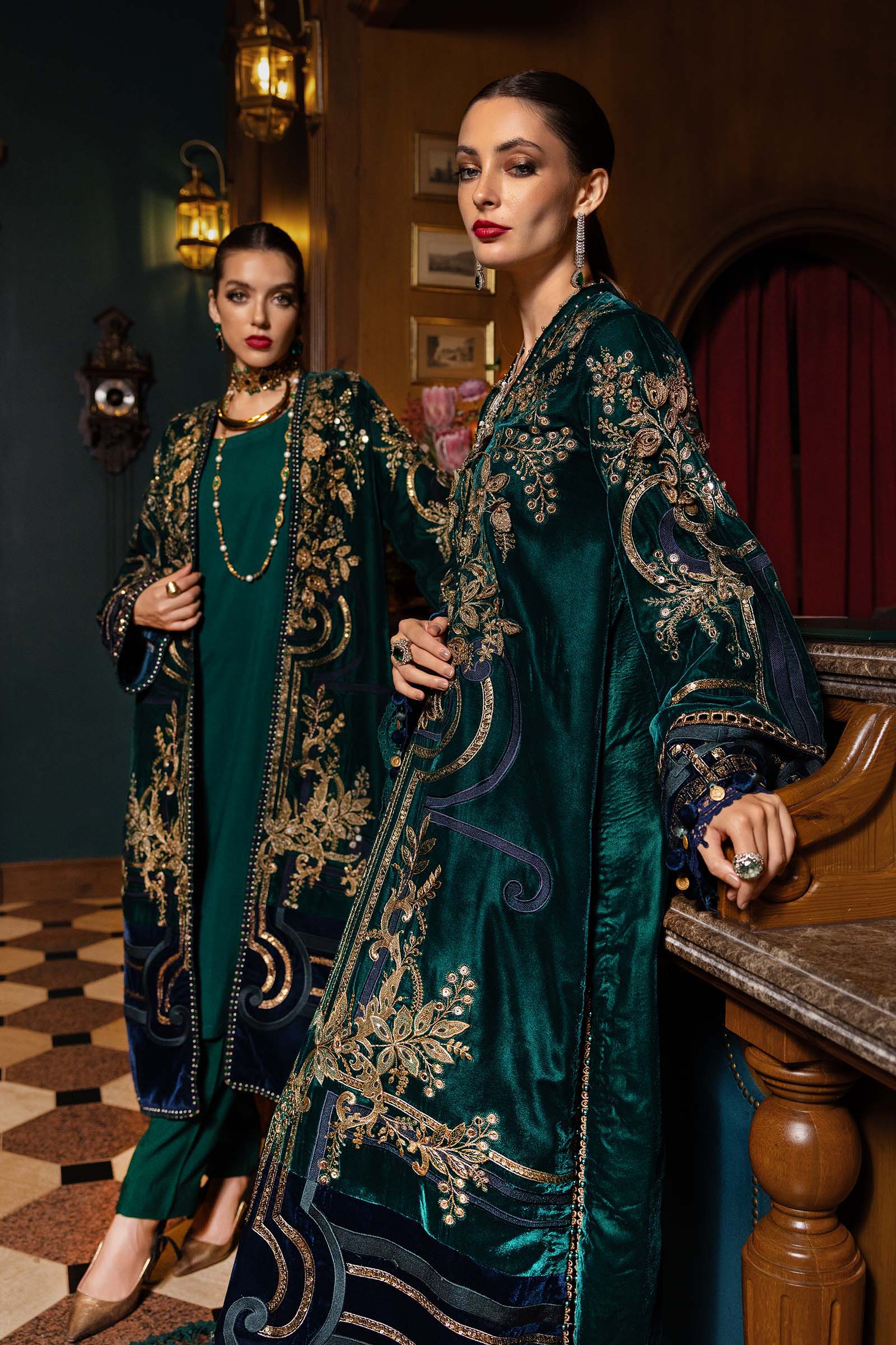 Alternative view of Maria B Zinc Green Winter Collection Palachi Velvet Replica