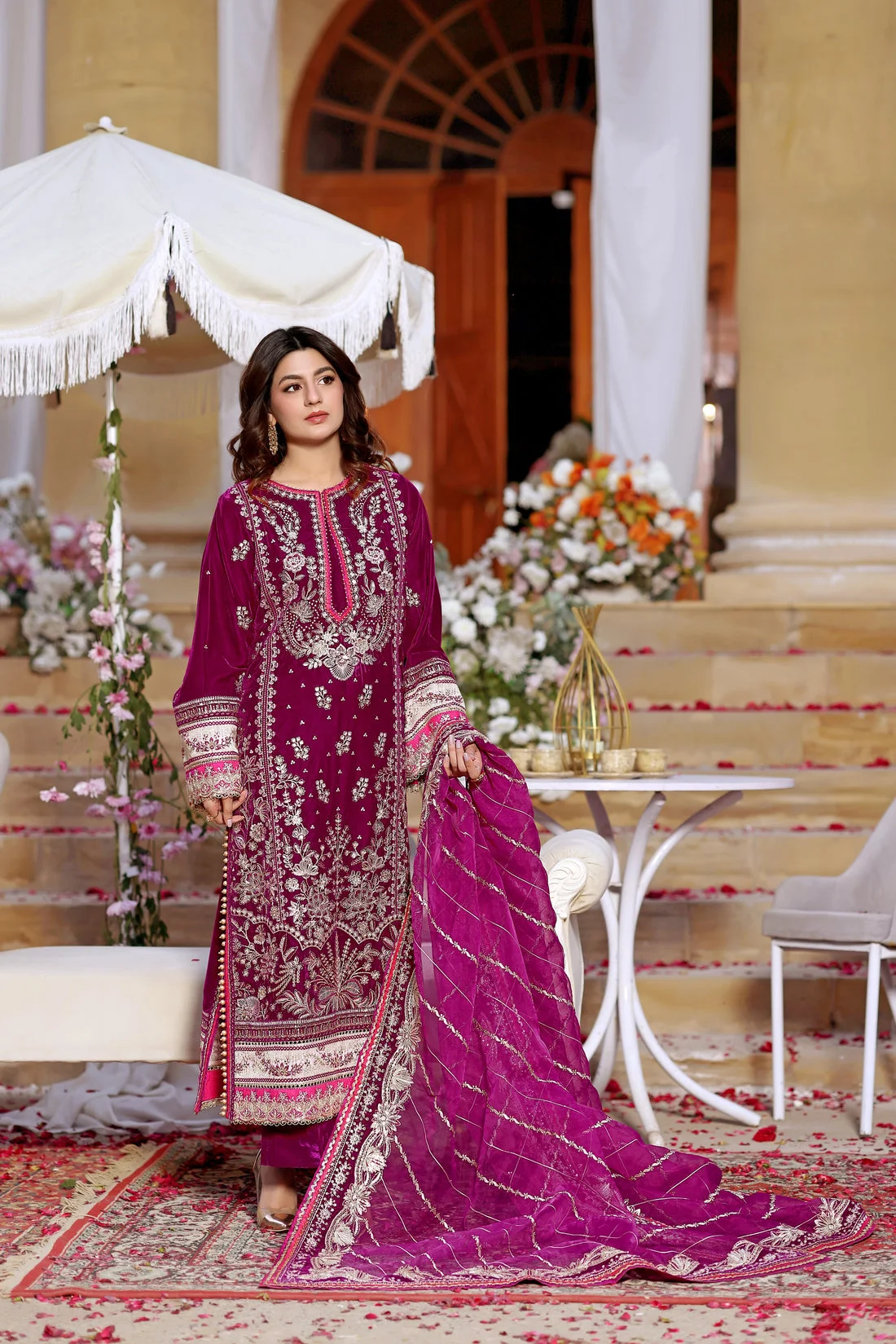 Aneela's Magenta Luxury Winter Collection Velvet Replica - Image 2
