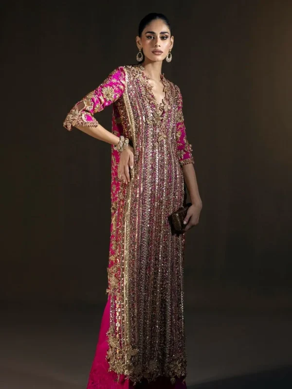 Sana Safinaz Shocking Formal Collection Indian Raw Silk Replica