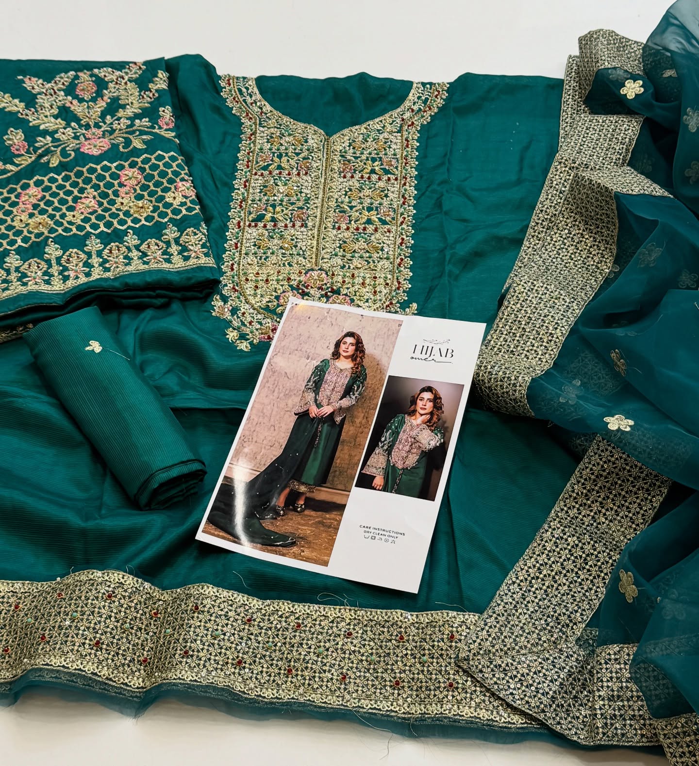 Hijab Seagreen Formal Raw Silk Collection Replica - Image 4