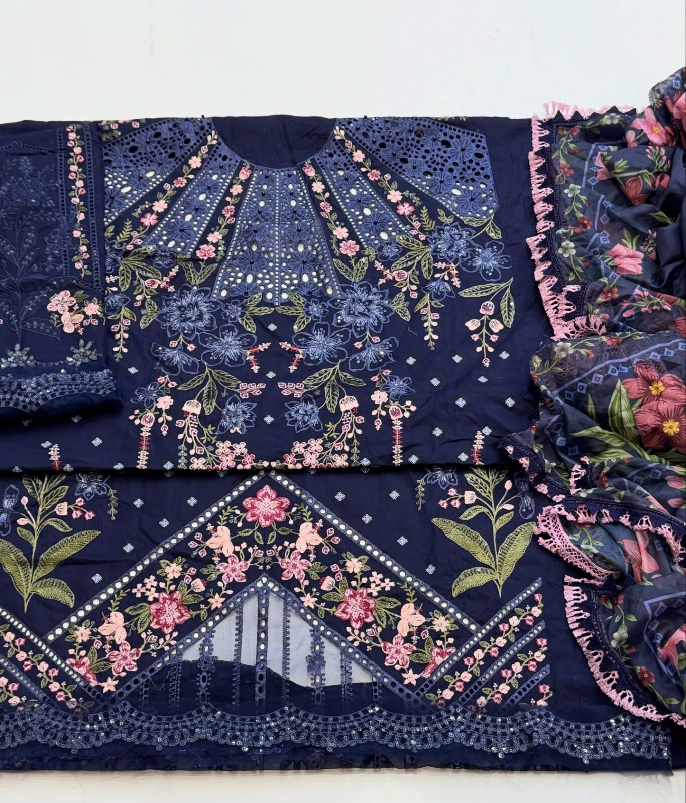 Maria B Navy Blue Luxury Lawn Collection Replica - Image 4
