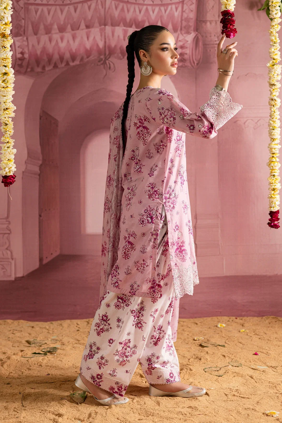 Alternative view of Bathik Pink Digital Printed Silk Collection Replica