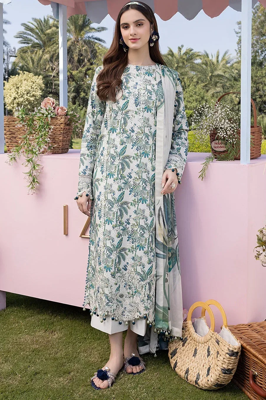 Crimson White Luxury Printed Lawn Collection Replica