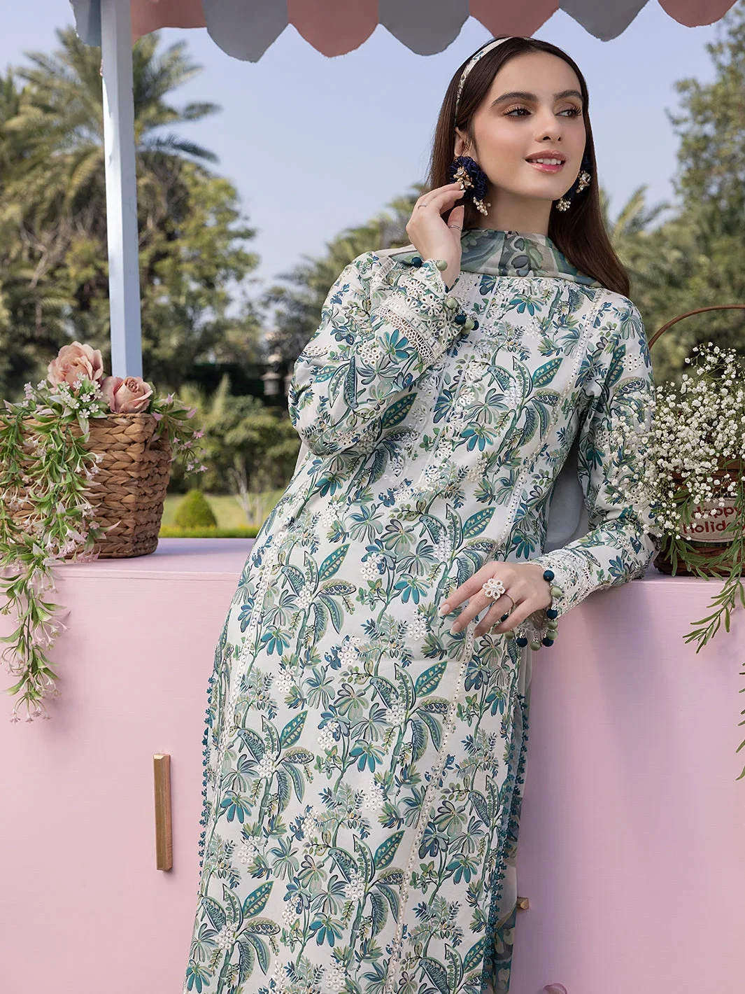 Alternative view of Crimson White Luxury Printed Lawn Collection Replica