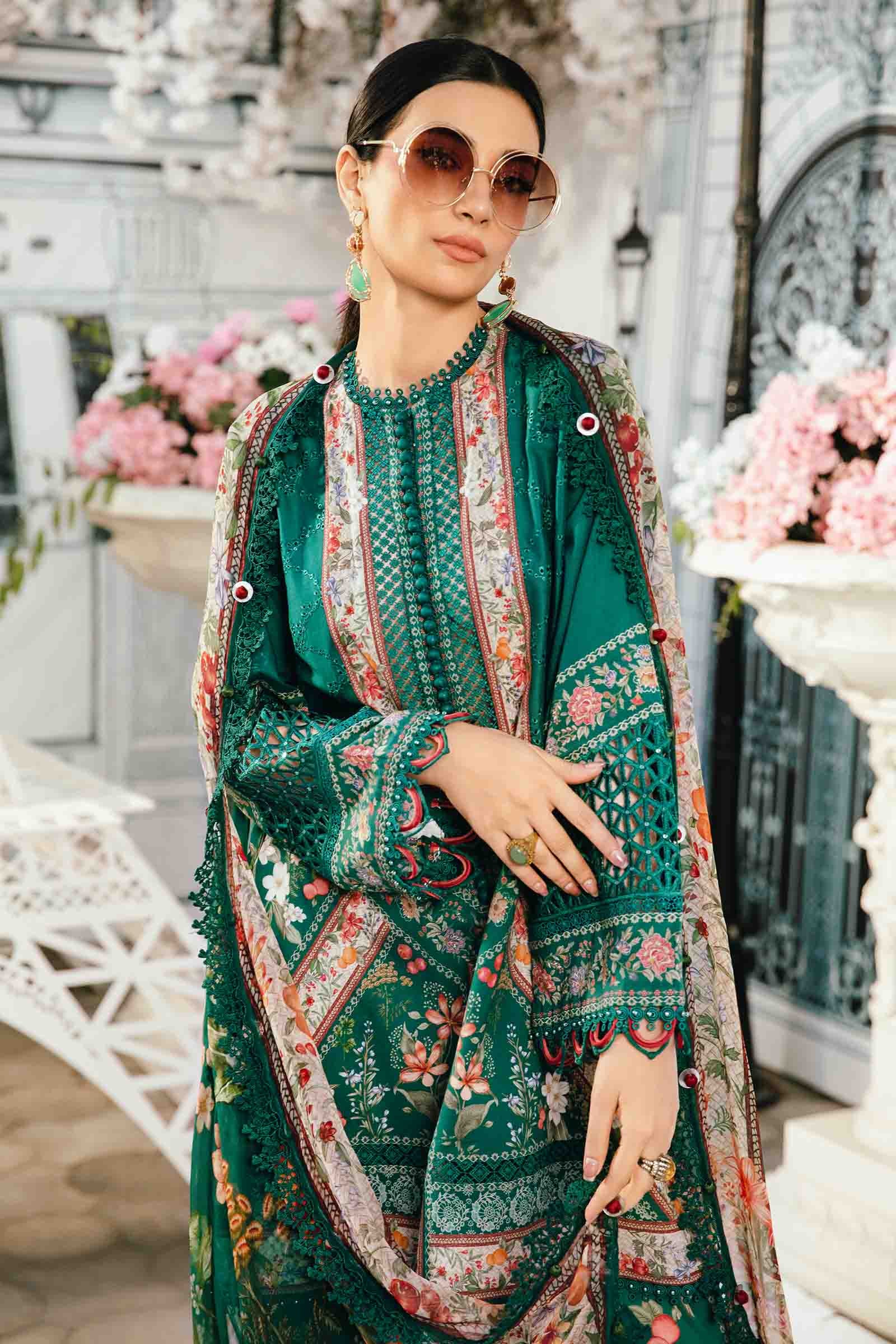 Alternative view of Maria B Bottle Green Digital Printed Lawn Collection Replica
