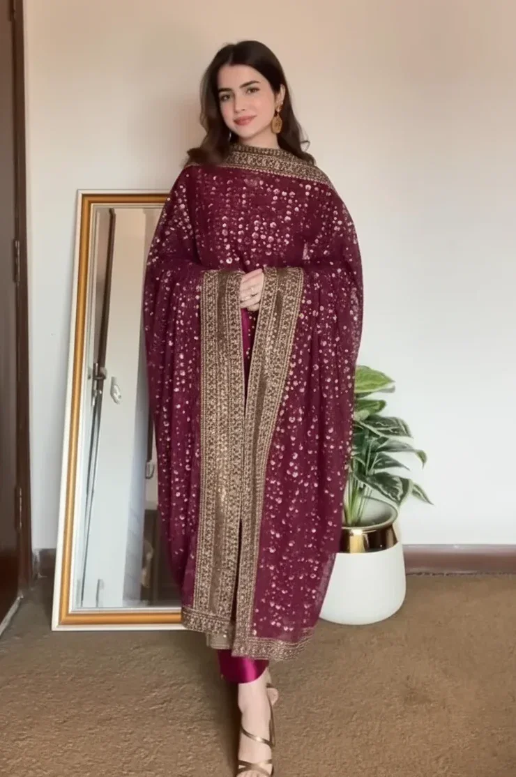 Shrenz Shocking Pink Formal Collection Silk Maxi Replica