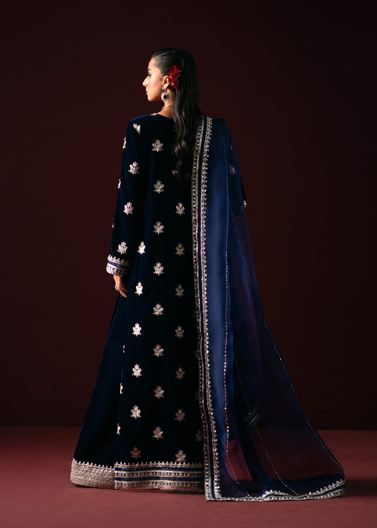 Waniya By Mehrazam Navy Blue Formal Velvet Collection Replica - Image 3