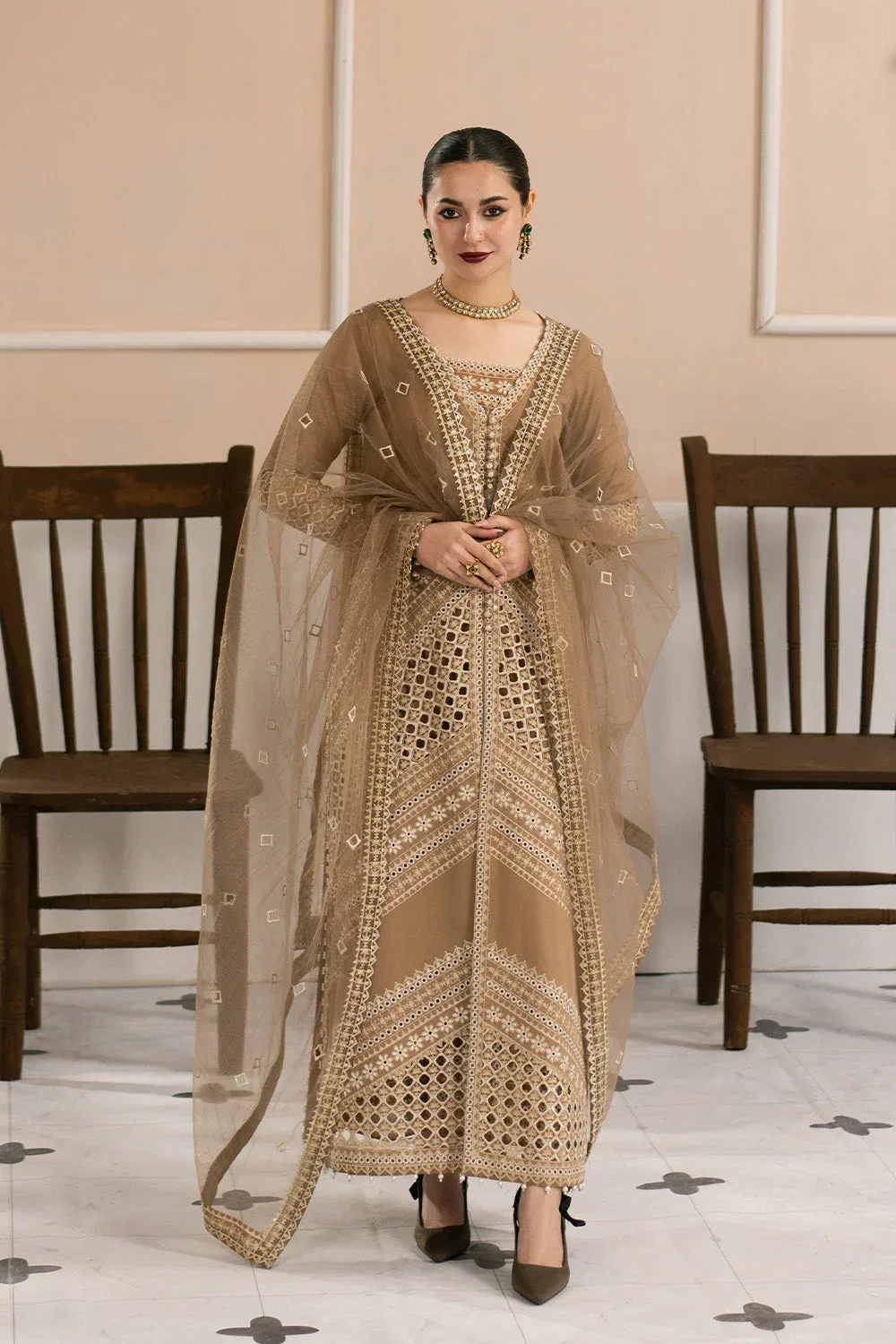 Maryum N Maria Brown Lawn Collection Replica