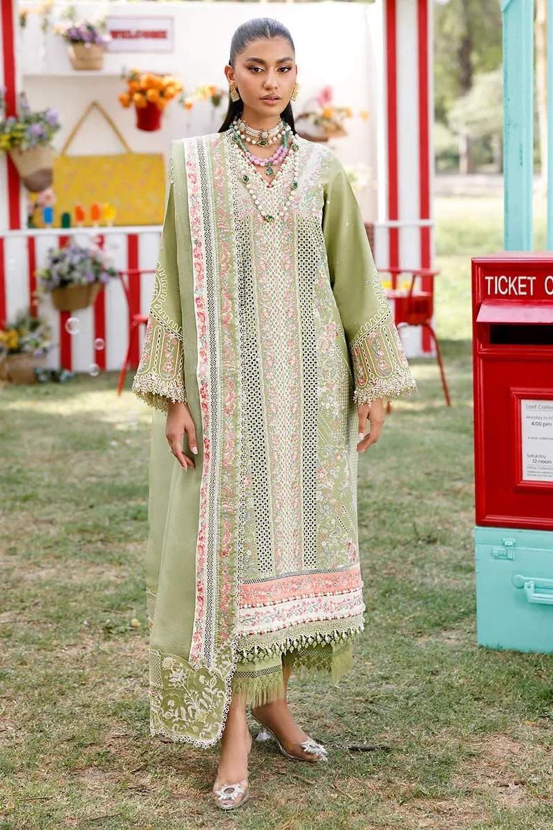 Bin Ilyas Pista Green Luxury Lawn Collection Replica