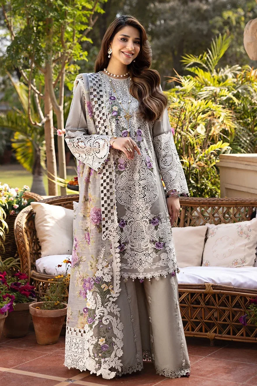 Elaf Grey Luxury Lawn Collection Replica